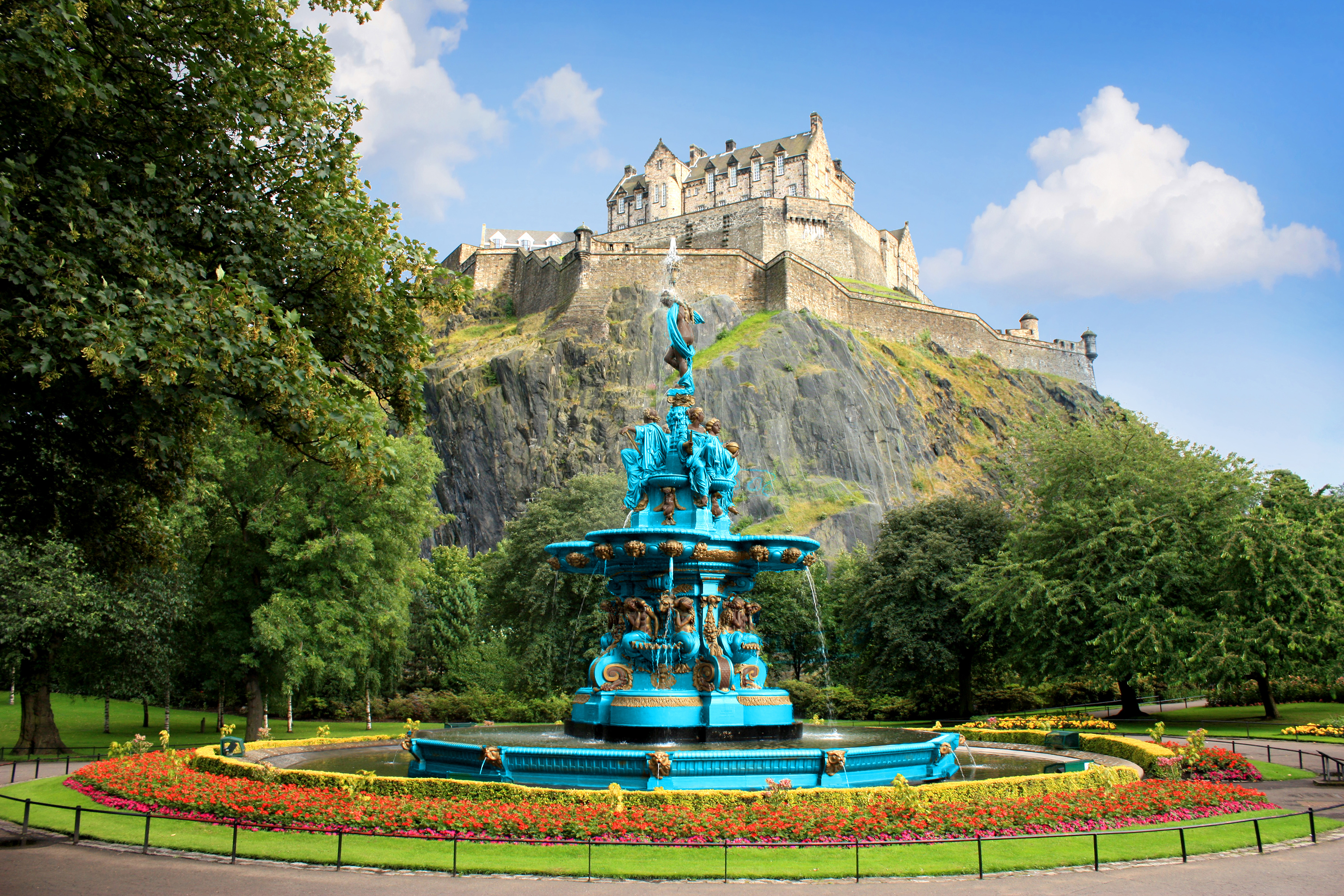 Restored fountain in Edinburgh, Scotland