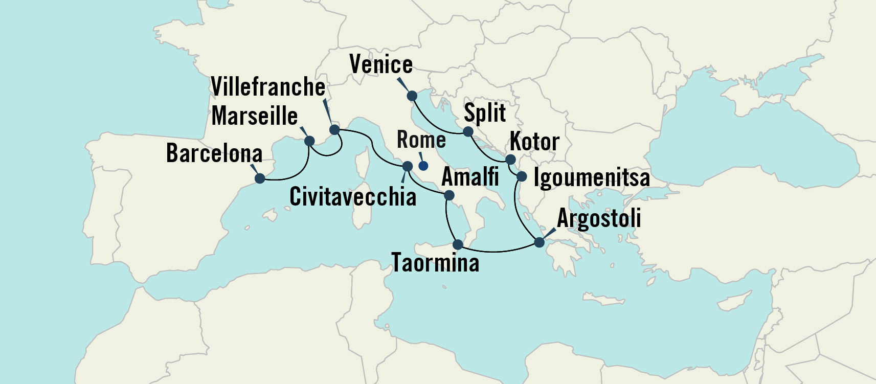 2023 Picturesque Mediterranean Tour Map