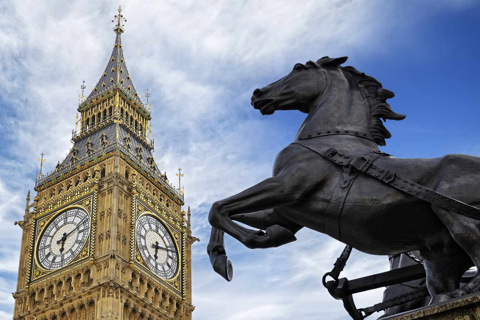 Big Ben and Boadicea and Her Daughters Statue