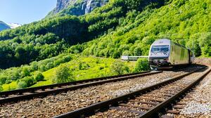 Train in the Scandinavian Mountains