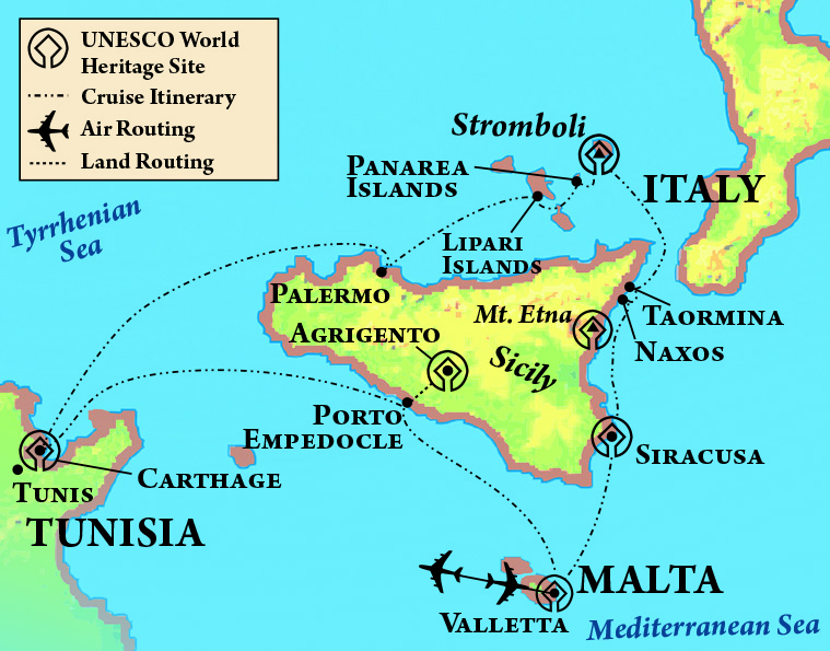 2023 Antiquities of the Southern Mediterranean Tour Map